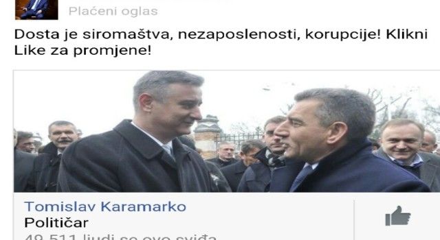 Karamarko koristi slike s Gotovinom za plaćenu promidžbu na Facebooku
