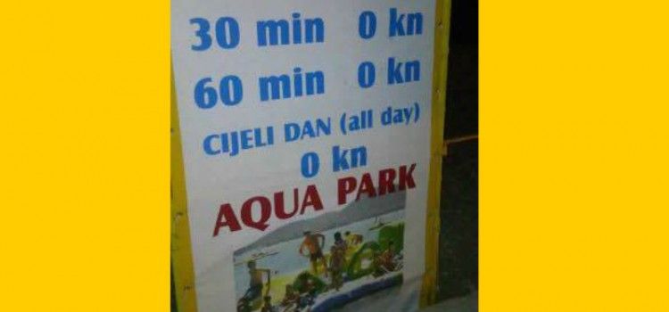 PLAKAT U BIOGRADU „Aqua park” za nula kuna!?
